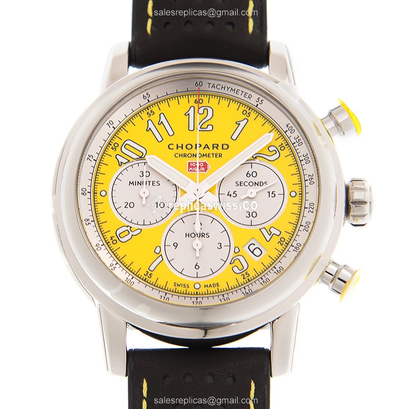 Chopard Mille Miglia GT XL - Auto - Yellow Dial - Steel Case - Black Alligator Strap - Luxury Replica MILLE MIGLIA GT XL Watch